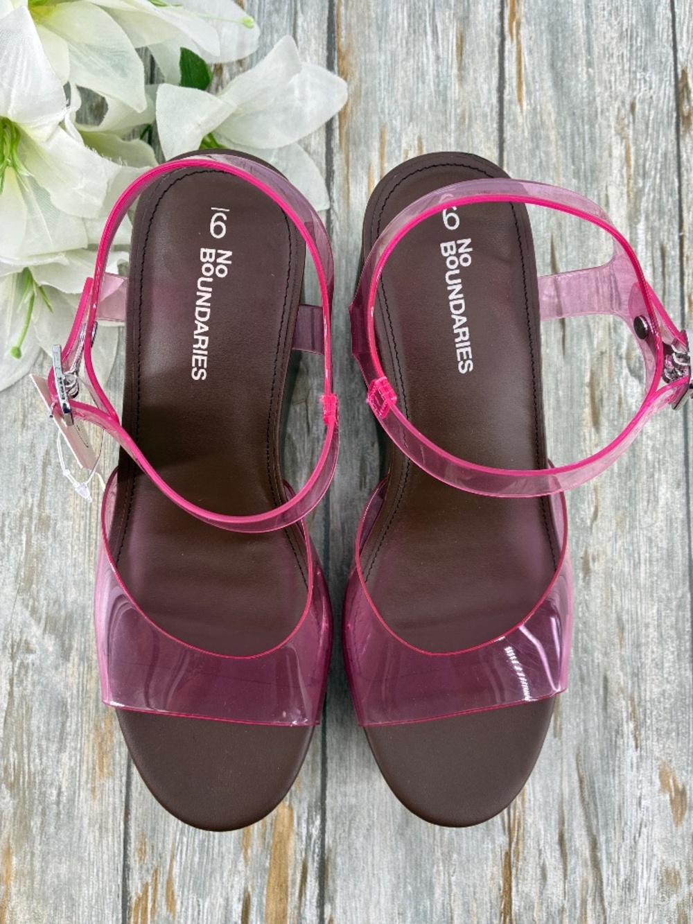Women’s Lucite Wedge Sandals Shoes Size 9